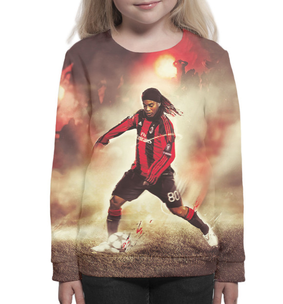 Свитшот для девочек с изображением Роналдиньо цвета Белый