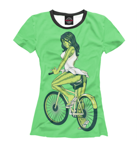 Футболка для девочек с изображением Девушка на велосипеде цвета Белый