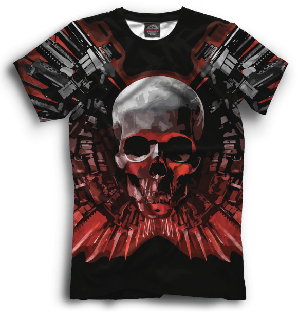 Мужская футболка с изображением Skull цвета Черный