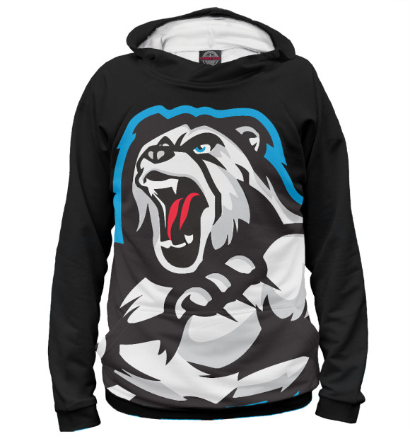 Мужское худи с изображением Медведь цвета Белый