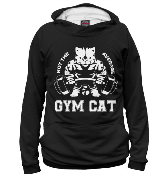 Женское худи с изображением Gym Cat цвета Белый