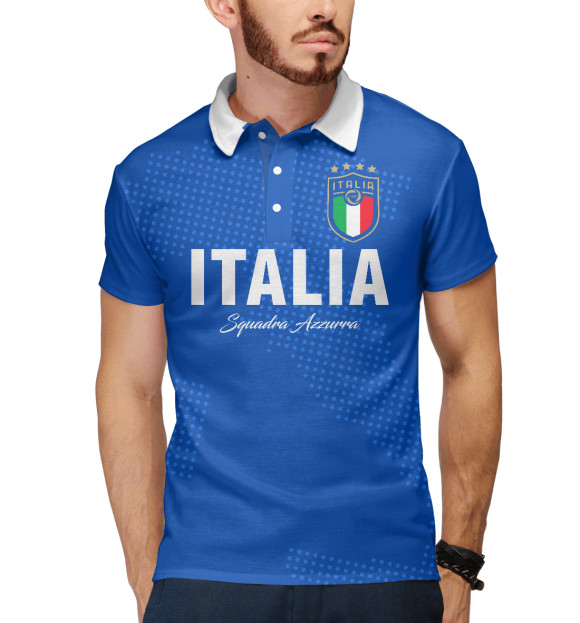 Мужское поло с изображением Италия цвета Белый
