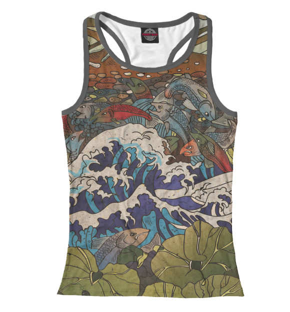 Женская майка-борцовка с изображением Сахалин цвета Белый