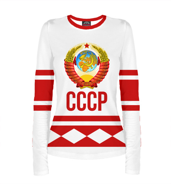 Женский лонгслив с изображением СССР цвета Белый