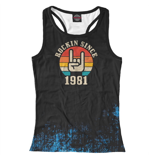 Женская майка-борцовка с изображением Rockin Since 1981 Vintage цвета Белый