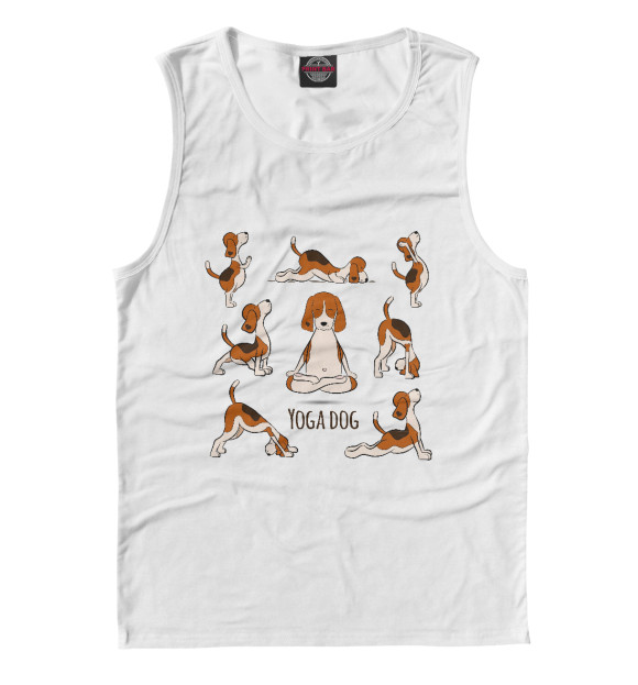 Мужская майка с изображением Йога Дог цвета Белый