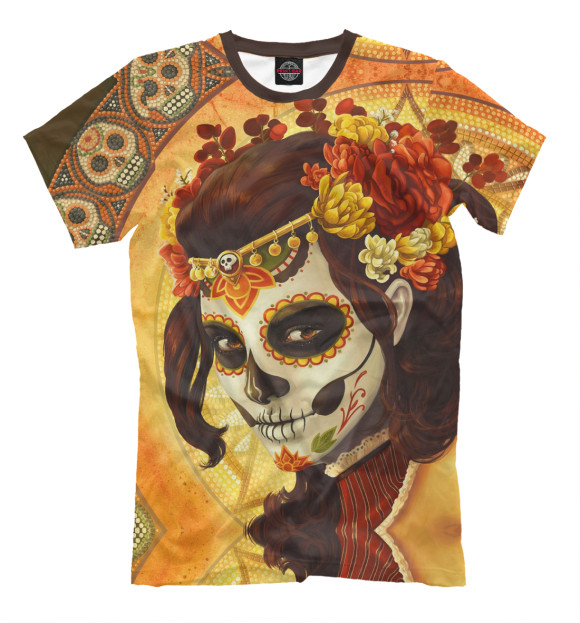 Мужская футболка с изображением День мёртвых, Мексика цвета Молочно-белый