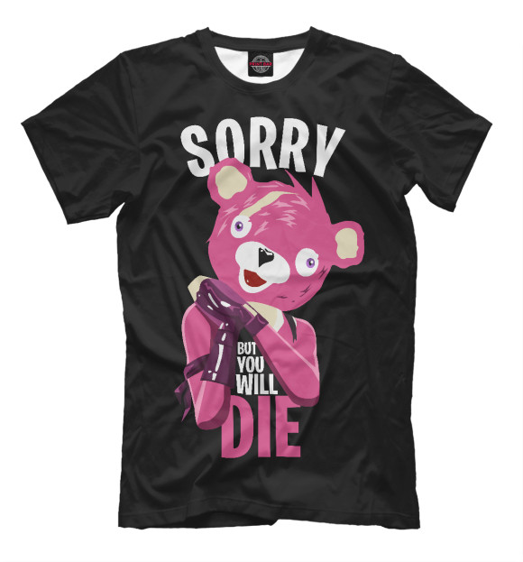 Мужская футболка с изображением Cute Bear цвета Черный