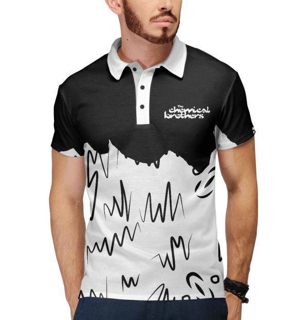 Мужское поло с притом the chemical brothers цвета Белый Мужское поло с изображением the chemical brothers цвета Белый