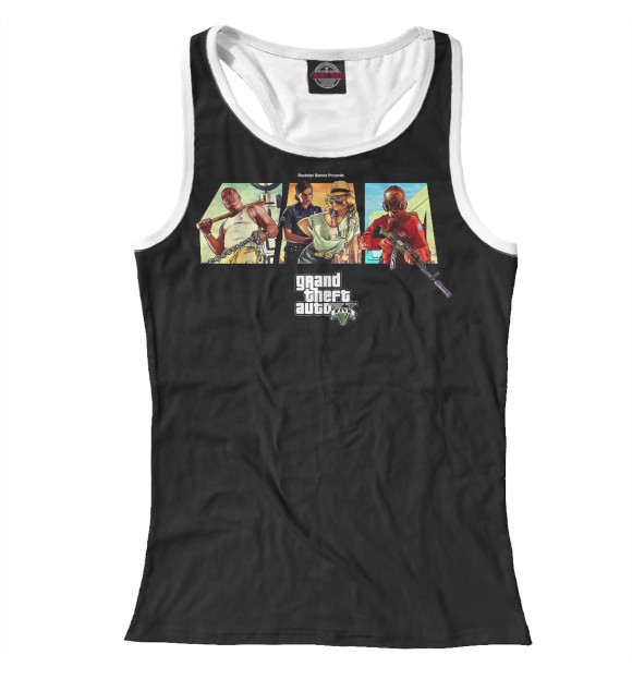 Женская майка-борцовка с притом GTA цвета Белый Женская майка-борцовка с изображением GTA цвета Белый
