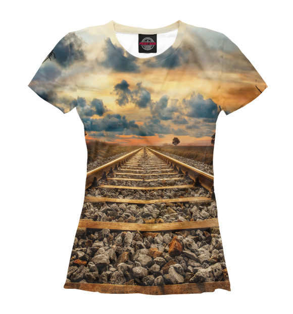 Женская футболка с изображением Железная дорога цвета Белый
