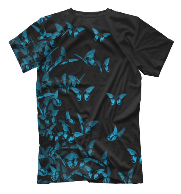 Мужская футболка с изображением Синие бабочки цвета Белый