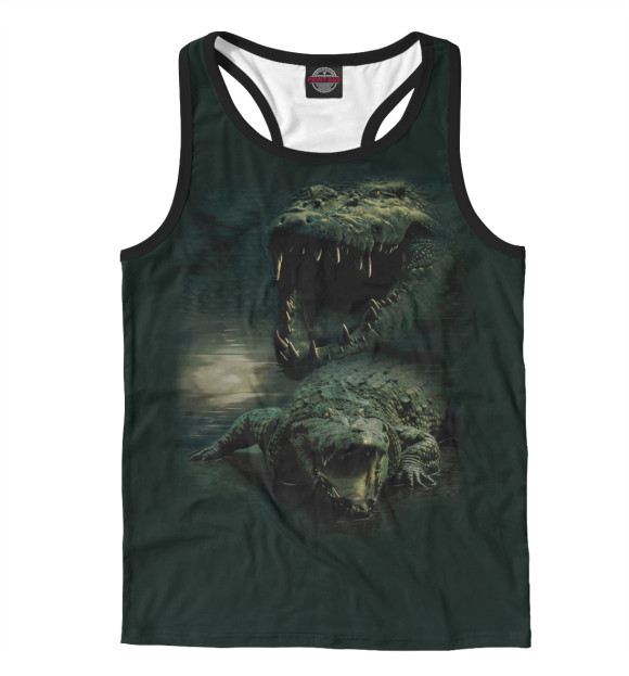 Мужская майка-борцовка с изображением Крокодил цвета Белый