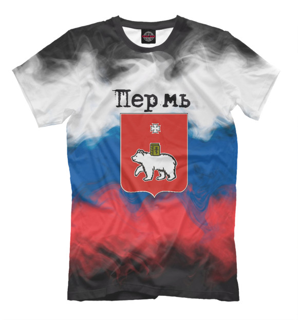 Мужская футболка с изображением Пермь цвета Молочно-белый