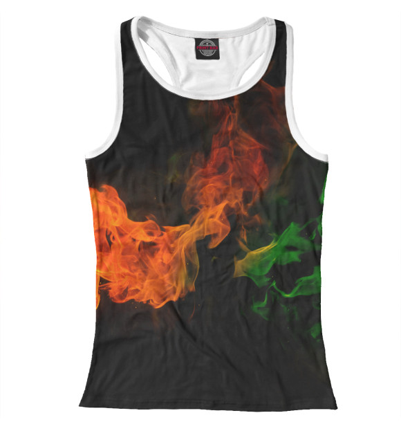 Женская майка-борцовка с изображением Столкновение огней цвета Белый