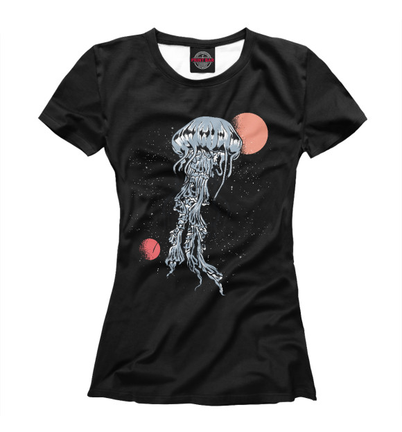 Женская футболка с изображением Космическая медуза цвета Белый