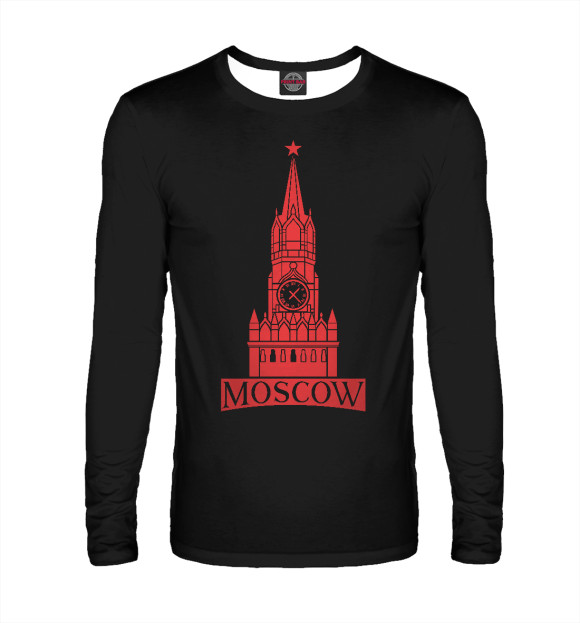 Мужской лонгслив с изображением Moscow цвета Белый
