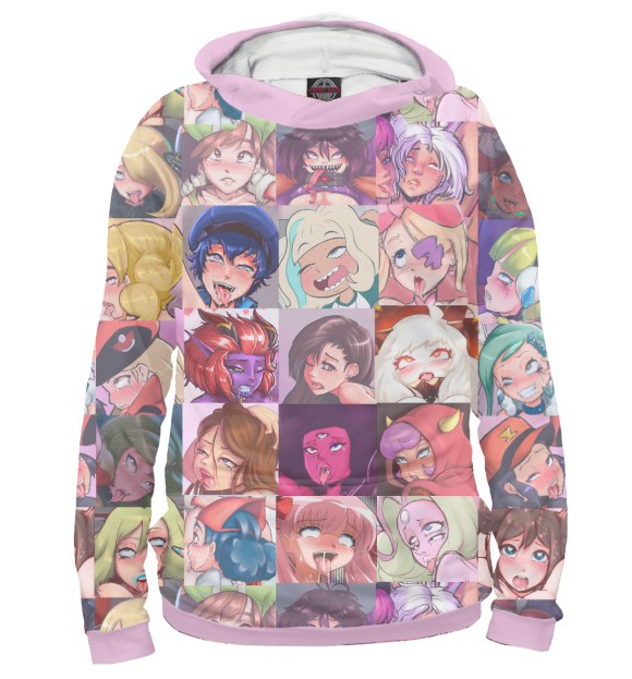 Женское худи с изображением New ahegao цвета Белый