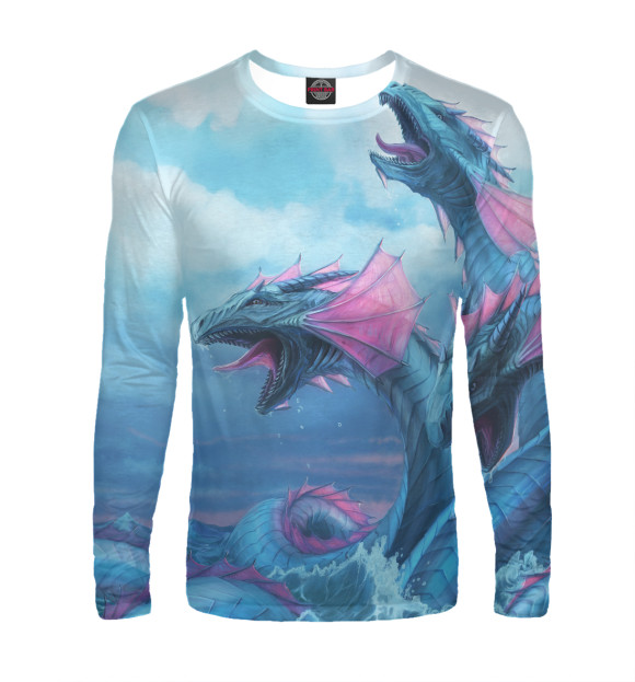 Мужской лонгслив с изображением Дракон цвета Белый