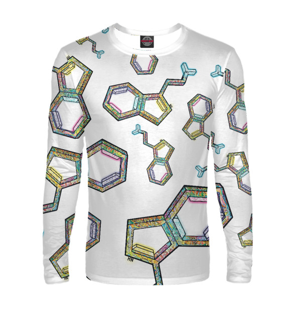 Мужской лонгслив с изображением Molecule цвета Белый
