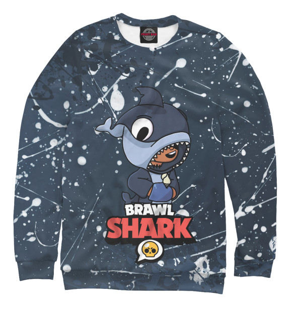 Свитшот для девочек с изображением BRAWL STARS SHARK цвета Белый