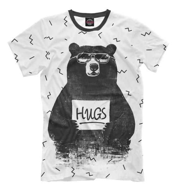Мужская футболка с изображением Bear Hugs цвета Молочно-белый