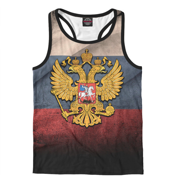 Мужская майка-борцовка с изображением Герб России цвета Белый