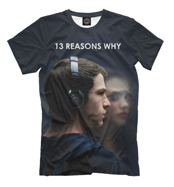 Мужская футболка с изображением 13 Причин Почему цвета Черный