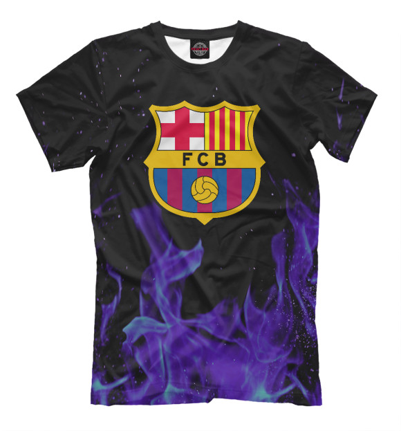Мужская футболка с изображением Barcelona Fire цвета Черный