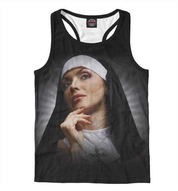 Мужская майка-борцовка с изображением Гламурная монашка цвета Белый