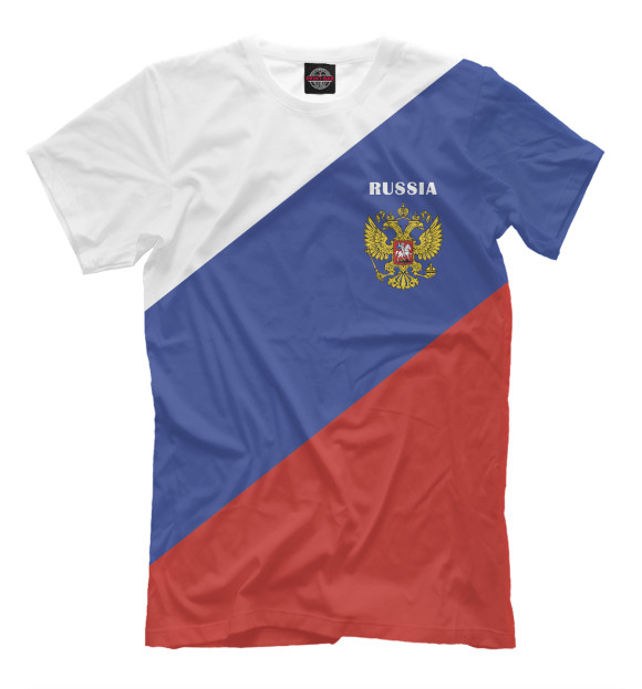 Мужская футболка с изображением Триколор России цвета Молочно-белый