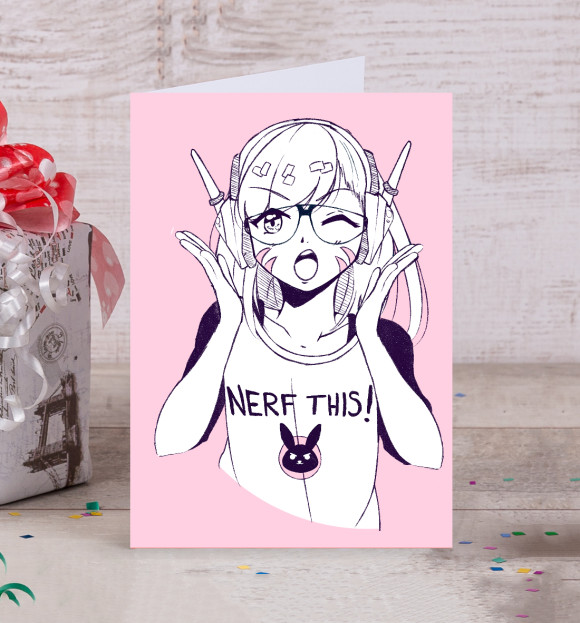 Открытка с притом D.Va цвета Белый Открытка с изображением D.Va цвета Белый