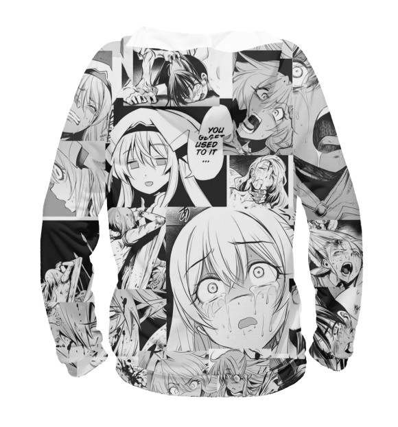 Женское худи с изображением AHEGAO цвета Белый