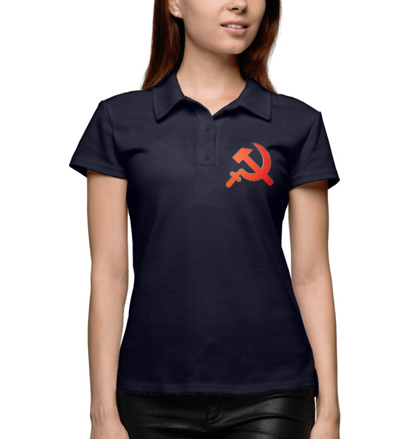 Женское поло с изображением Герб СССР цвета Белый