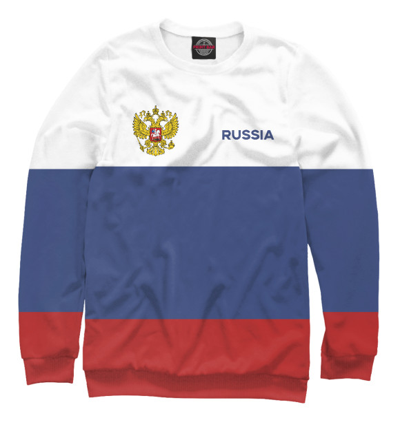 Свитшот для девочек с изображением Russia Tricolour цвета Белый