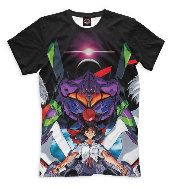 Футболка для мальчиков с изображением Neon Genesis Evangelion цвета Черный