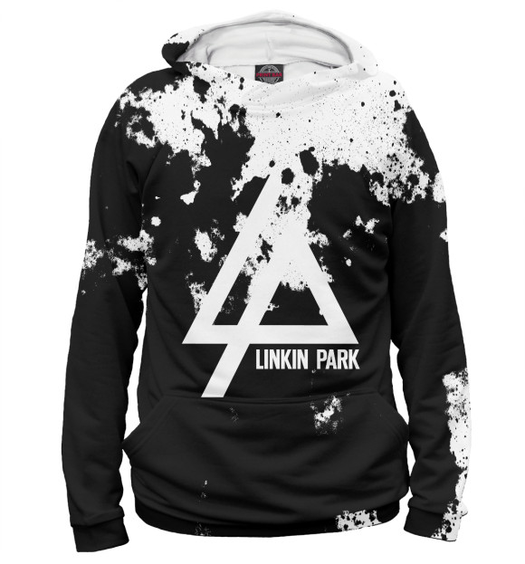 Мужское худи с изображением Linkin Park краски цвета Белый