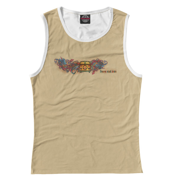 Майка для девочки с притом Peace and love цвета Белый Майка для девочки с изображением Peace and love цвета Белый