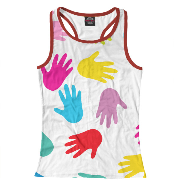 Женская майка-борцовка с изображением Ладошки цвета Белый