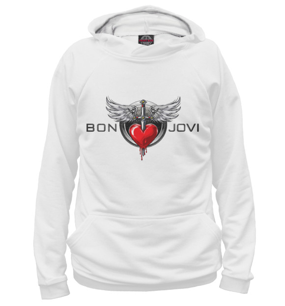 Мужское худи с изображением Bon Jovi цвета Белый