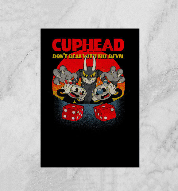 Плакат с изображением Cuphead цвета Белый