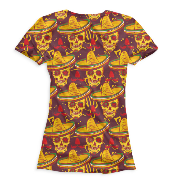 Женская футболка с изображением Черепа в сомбреро цвета Белый