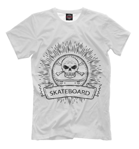 Мужская футболка с изображением Skateboard цвета Бежевый