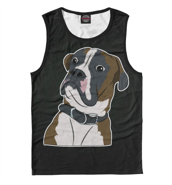 Мужская майка с изображением Собака цвета Белый