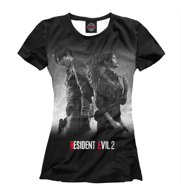 Женская футболка с притом Resident Evil 2 Remake цвета Белый Женская футболка с изображением Resident Evil 2 Remake цвета Белый