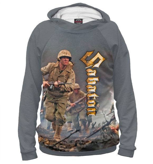 Мужское худи с притом Sabaton цвета Белый Мужское худи с изображением Sabaton цвета Белый