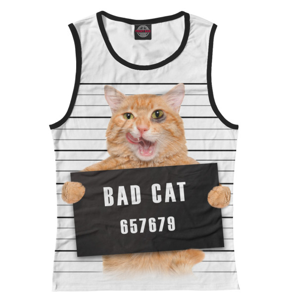 Майка для девочки с изображением Плохой кот цвета Белый