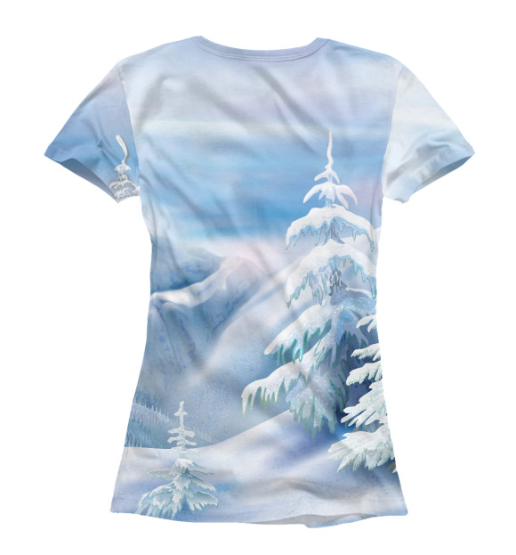 Женская футболка с изображением Зимние горы цвета Белый