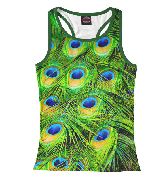 Женская майка-борцовка с изображением Павлин цвета Белый