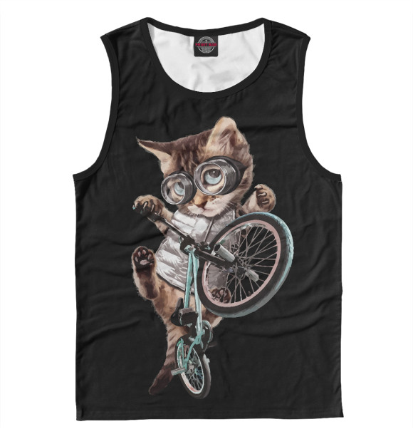 Майка для мальчика с изображением BMX Cat цвета Белый